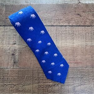 THOMAS PINK Blue Tie with Pink Elephant Print 100% Silk
